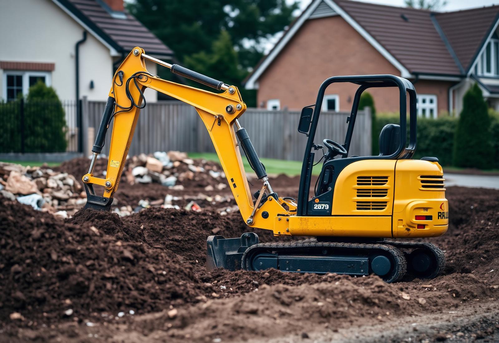 JCOM mini digger on a Leeds site